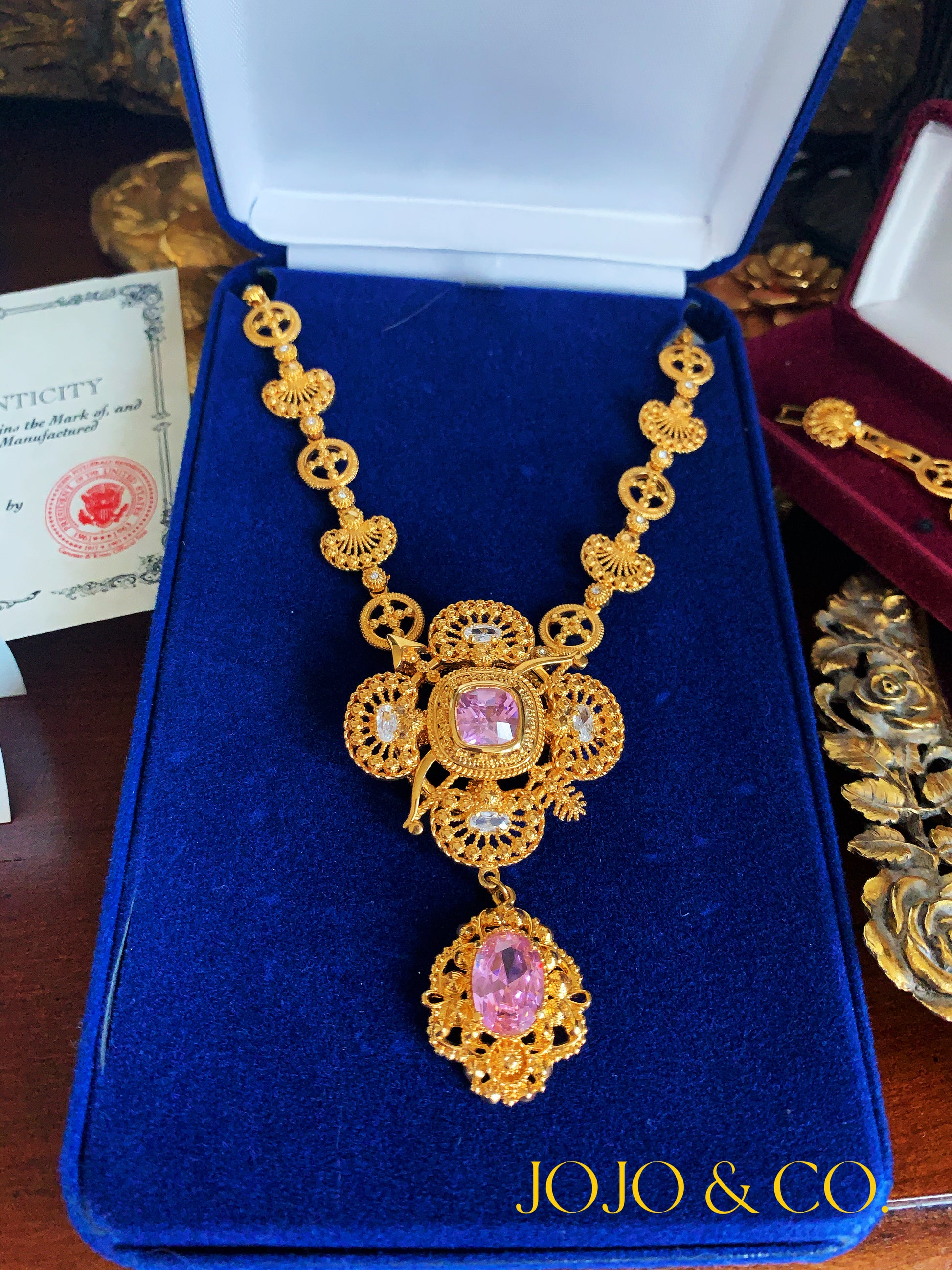 J.B.K. Pink Pendant Necklace & Brooch