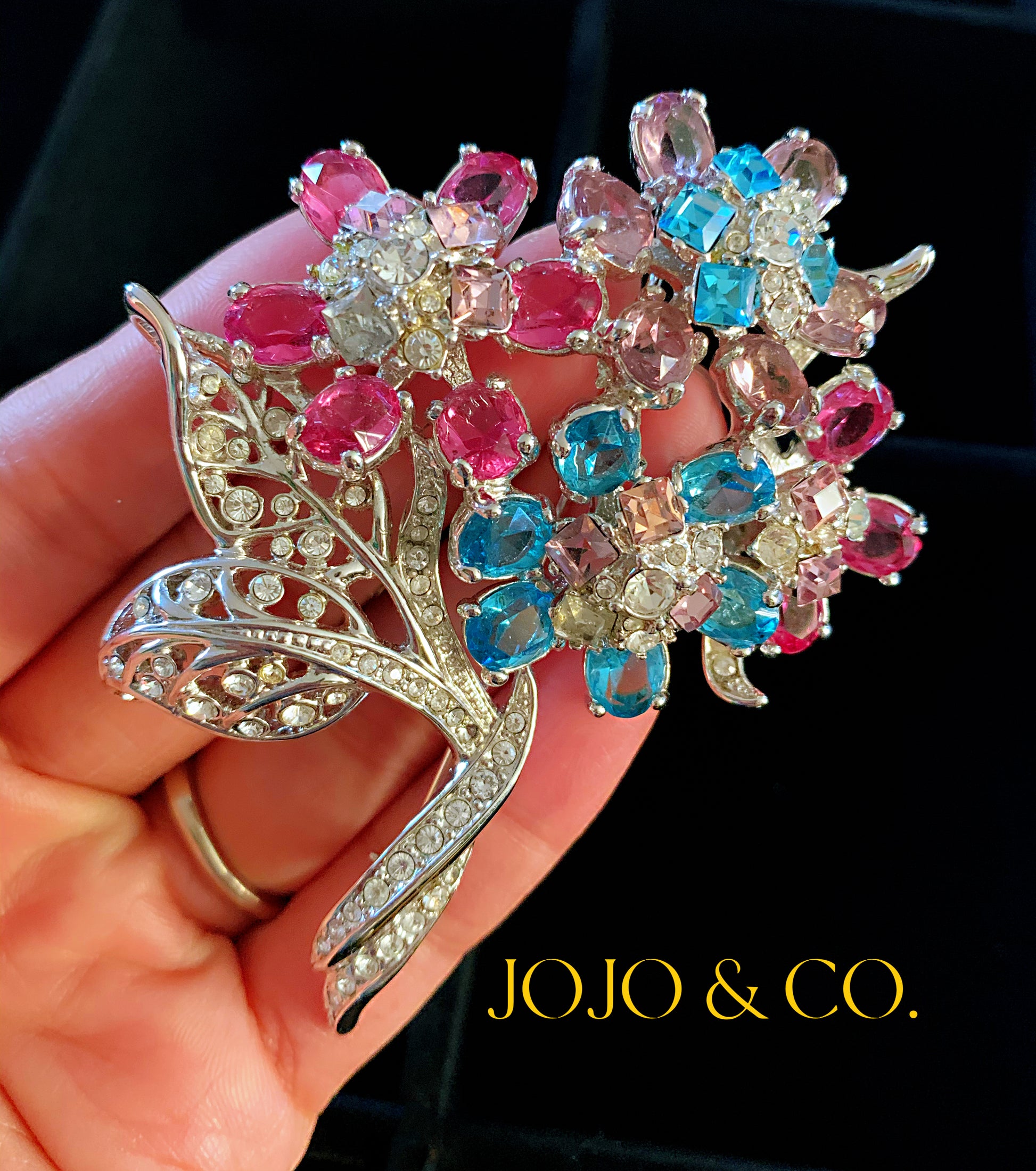 Nolan Miller Crystal Brooch with Original Box