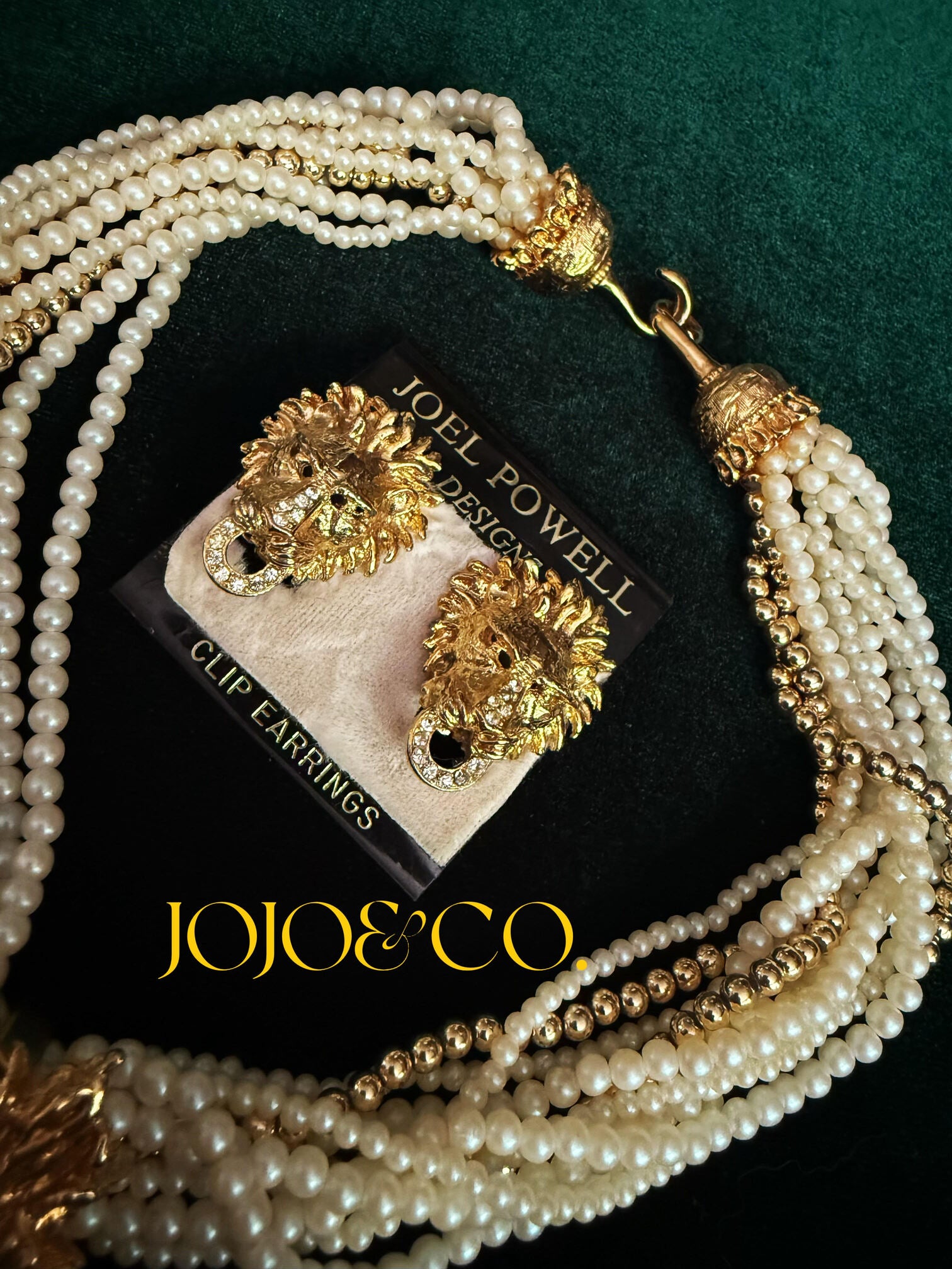 Joel Powell Vintage Lion Head Jewelry Set