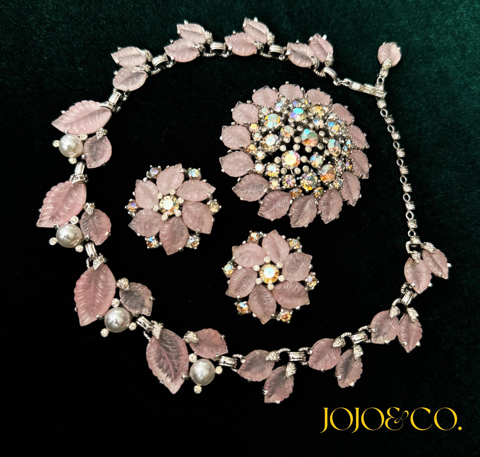 Jomaz Pink Fruit Salad Jewelry Set | Circa 1960