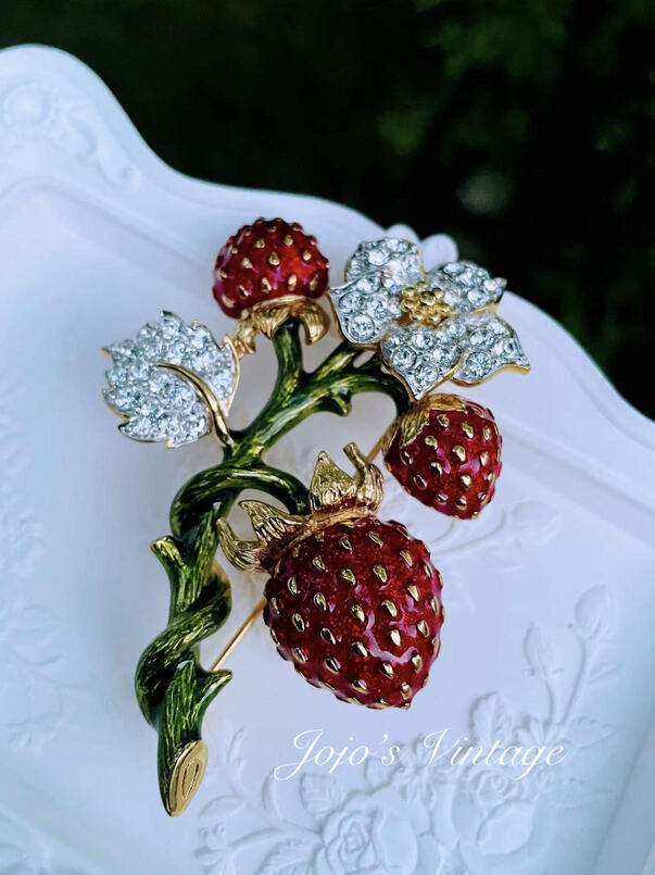KJL Enamel Strawberry Brooch