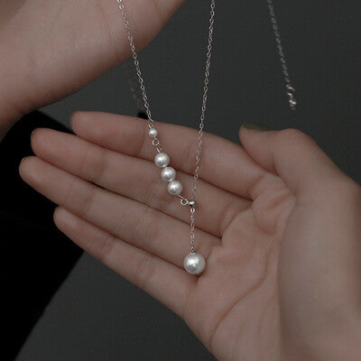 Modern Grace Sterling Silver & Imitation Pearl Necklace