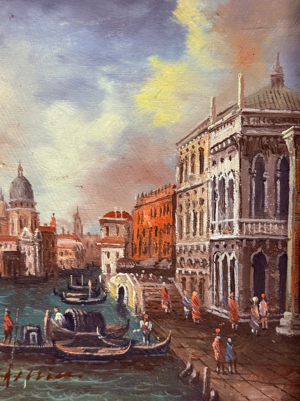 Venetian Canal Views – A Pair of Vintage Oil Paintings