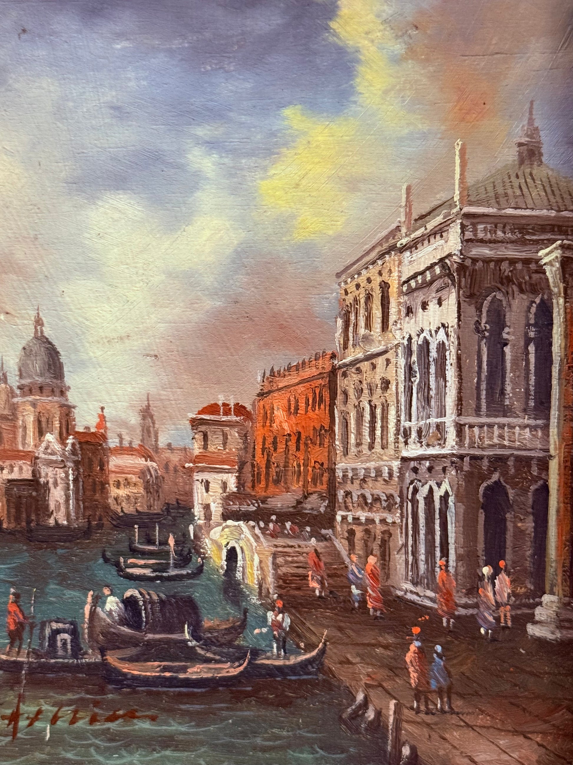 Venetian Canal Views – A Pair of Vintage Oil Paintings