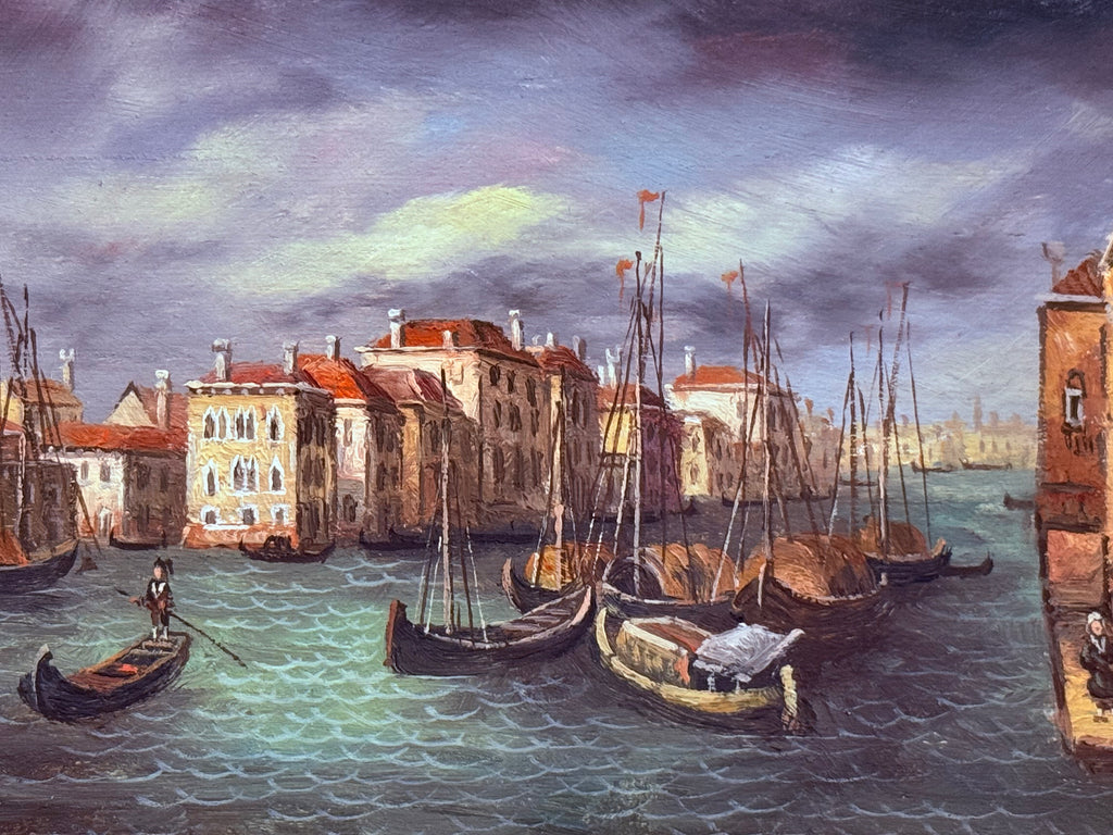 Venetian Canal Views – A Pair of Vintage Oil Paintings