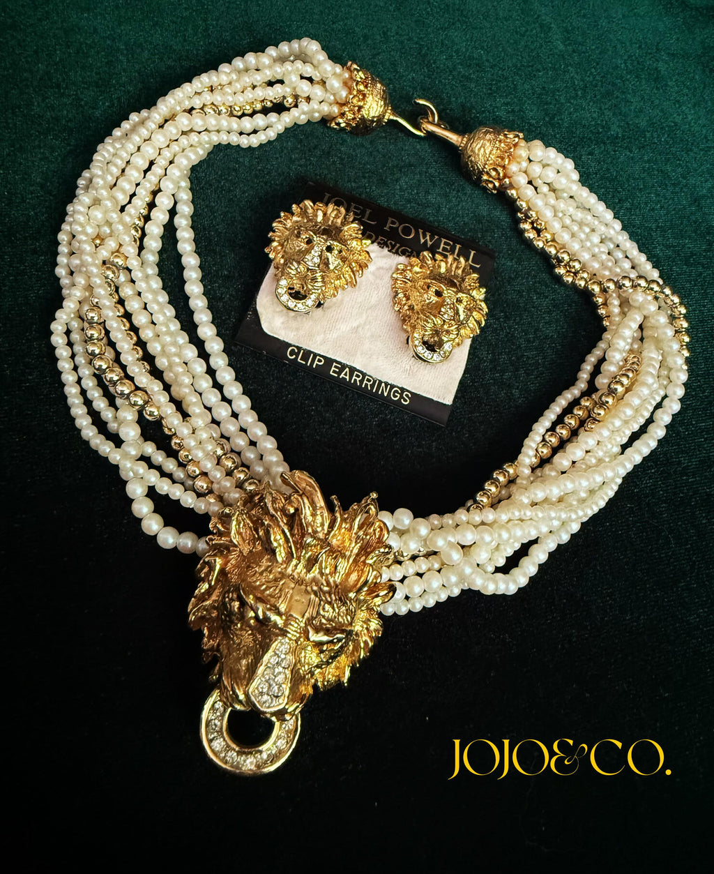Joel Powell Vintage Lion Head Jewelry Set