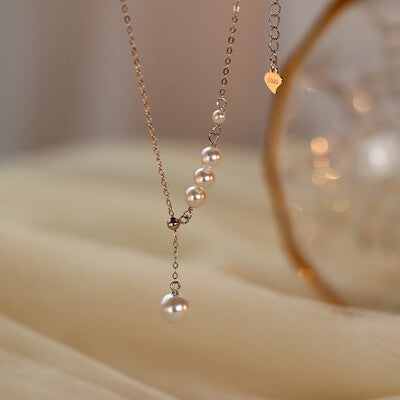 Modern Grace Sterling Silver & Imitation Pearl Necklace