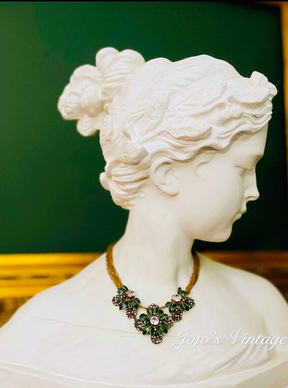 Vintage Miriam Haskell Enamel & Rhinestone Necklace