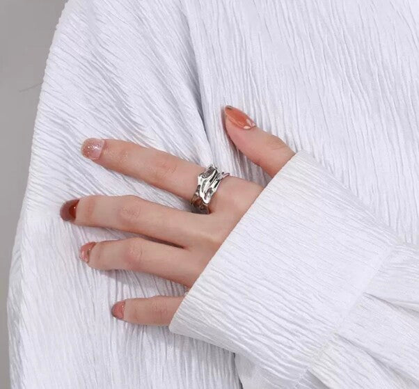 Silver Flow Adjustable Statement Ring
