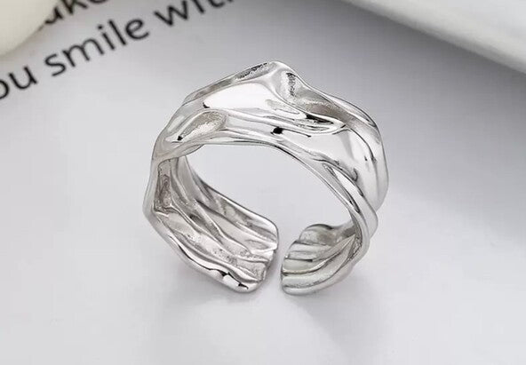 Silver Flow Adjustable Statement Ring