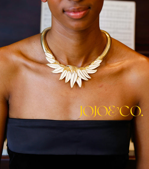 1970s Trifari Enamel Feather Collar
