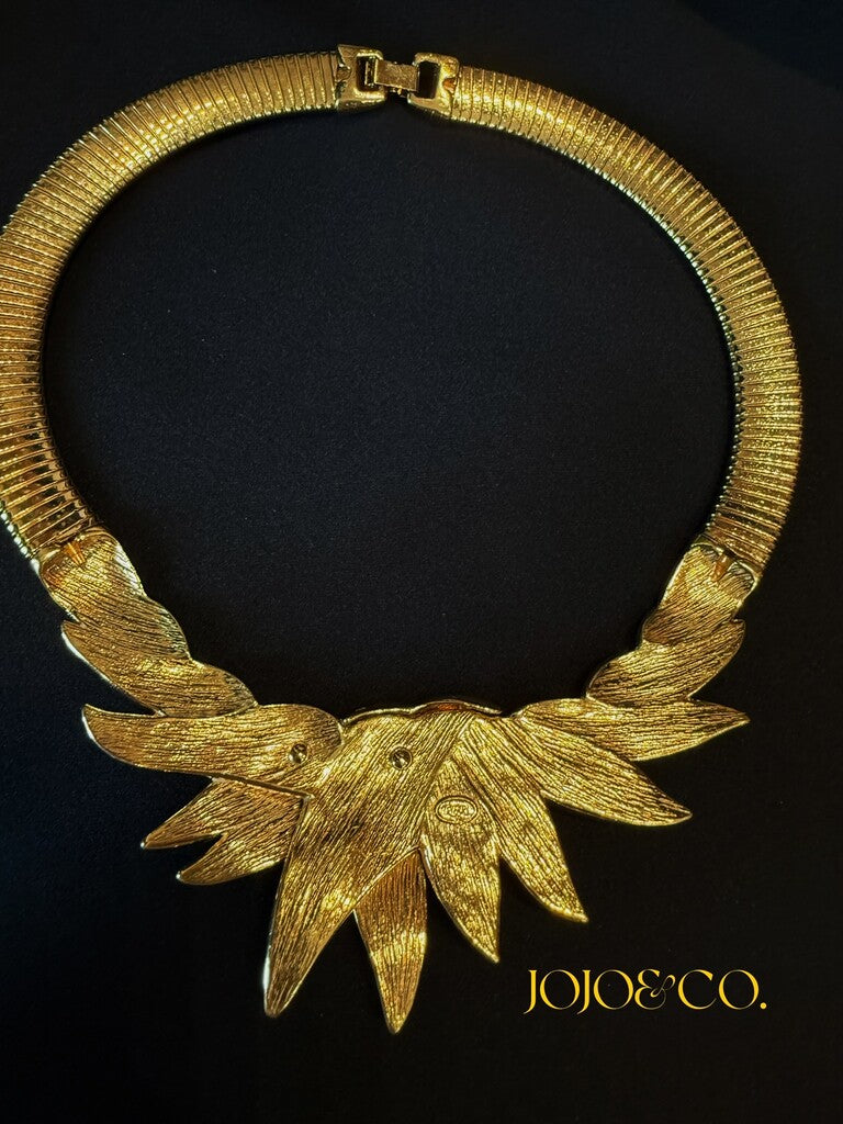 1970s Trifari Enamel Feather Collar