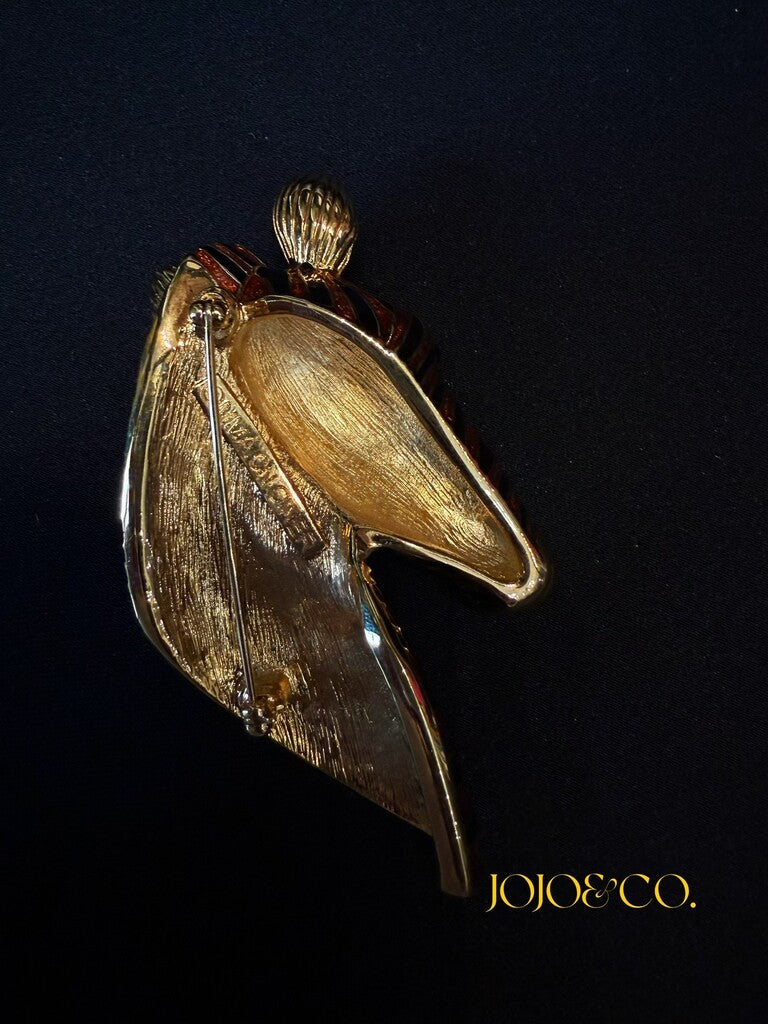 CINER Vintage Zebra Brooch – Enamel & Rhinestone Masterpiece